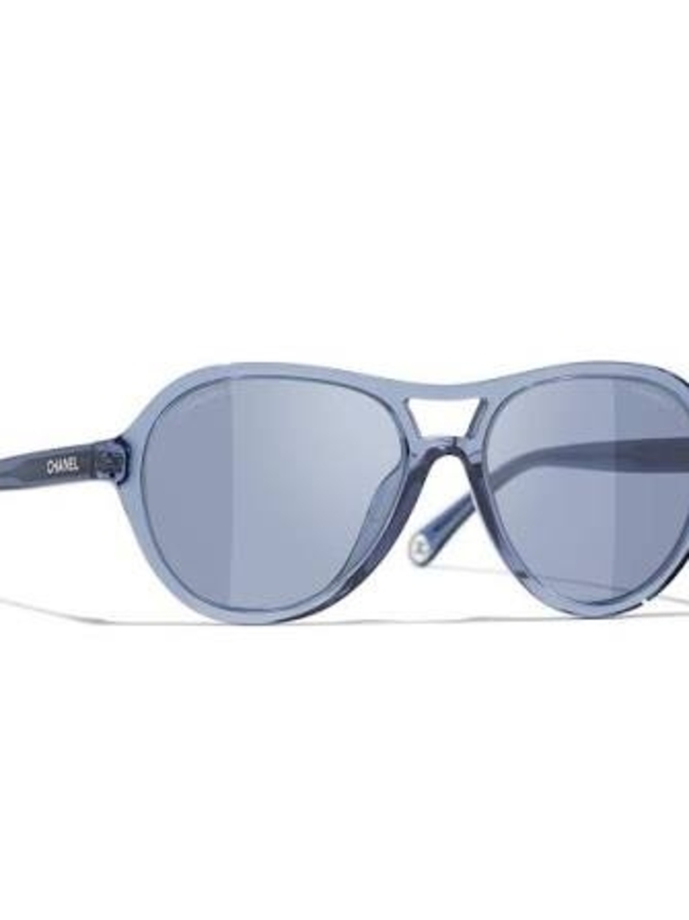 CHANEL Translucent Light Blue Round Sunglasses